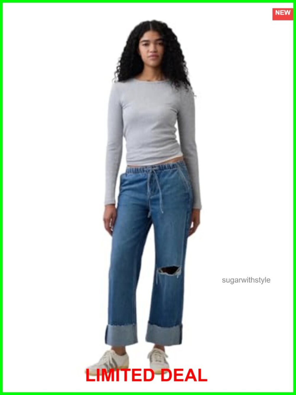 GAP Pull-On Low Rise Cropped Denim Jeans Loose Fit